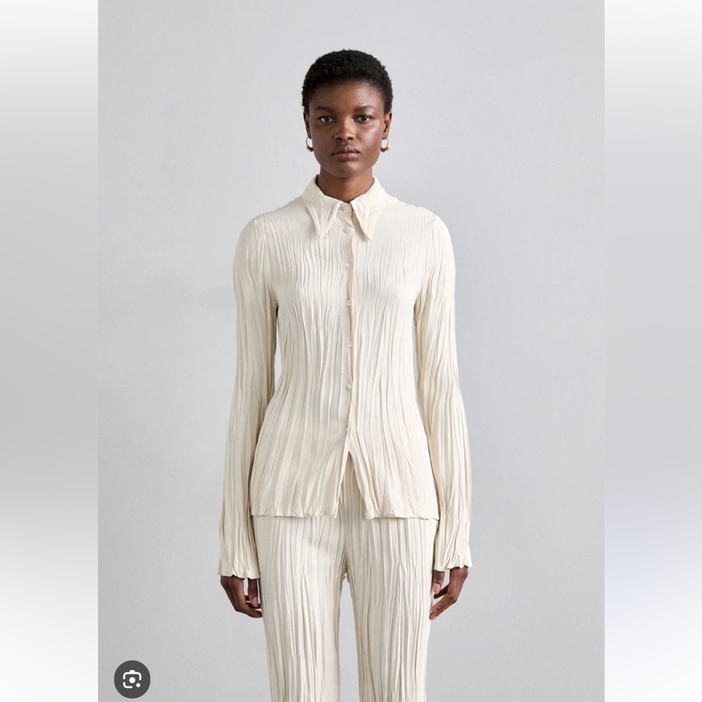 New! Elegant Cream Button Down Shirt